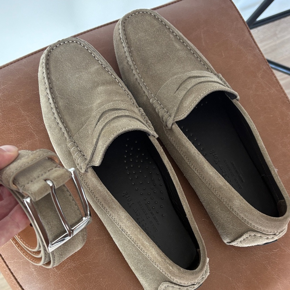 Men's Tan Suede Loafers & Matching Belt